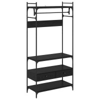 Produktbild för Garderob med låda Svart ek 89 x 39 x 184.5 cm Konstruerat trä