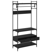 Produktbild för Garderob med låda Svart ek 89 x 39 x 184.5 cm Konstruerat trä