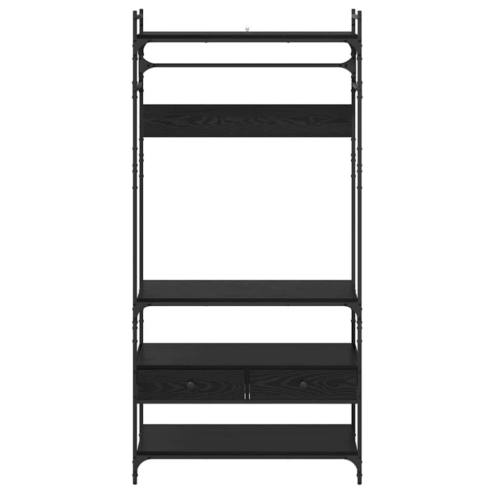 Produktbild för Garderob med låda Svart ek 89 x 39 x 184.5 cm Konstruerat trä