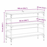 Produktbild för Konsolbord med hylla Svart ek 100 x 32 x 75 cm Konstruerat trä