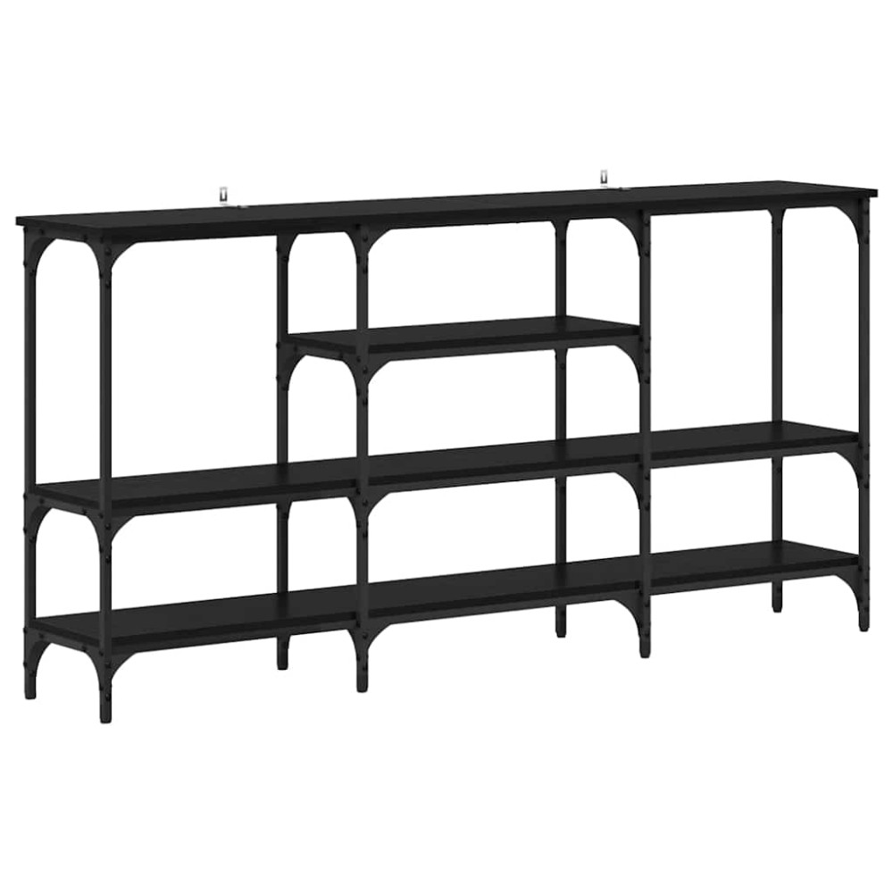 Produktbild för Konsolbord med hylla Svart ek 160 x 29 x 80 cm Konstruerat trä