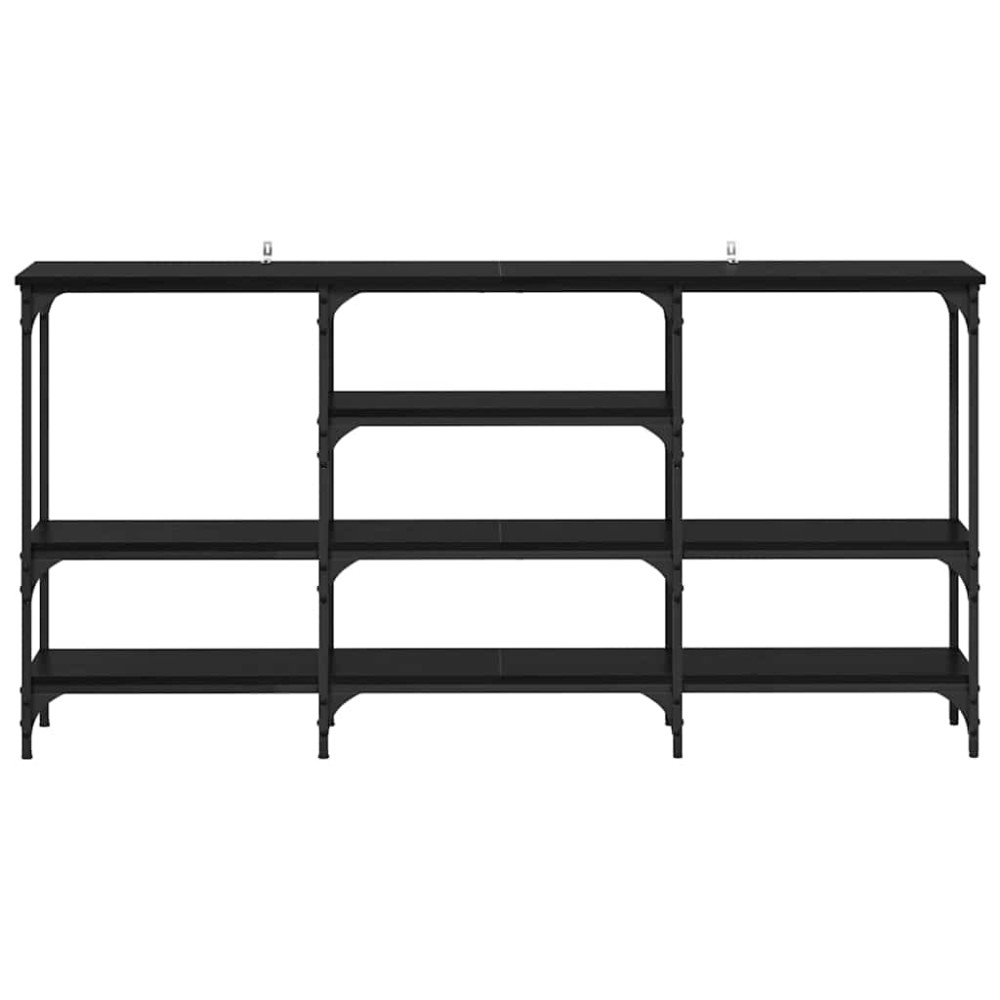 Produktbild för Konsolbord med hylla Svart ek 160 x 29 x 80 cm Konstruerat trä