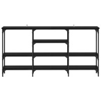 Produktbild för Konsolbord med hylla Svart ek 160 x 29 x 80 cm Konstruerat trä
