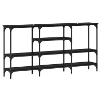Produktbild för Konsolbord med hylla Svart ek 160 x 29 x 80 cm Konstruerat trä