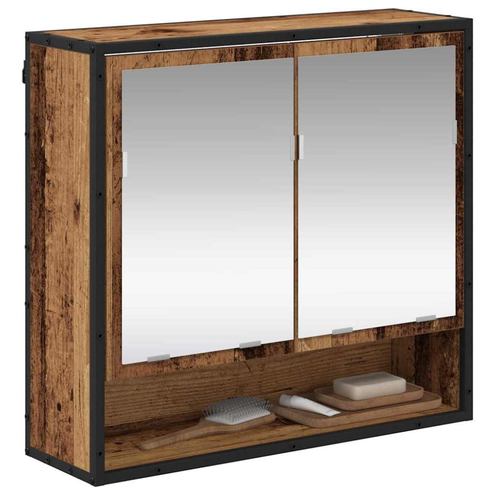 Produktbild för Vägg hylla med hylla Väggmonterad Gammalt trä 65 x 20 x 60 cm