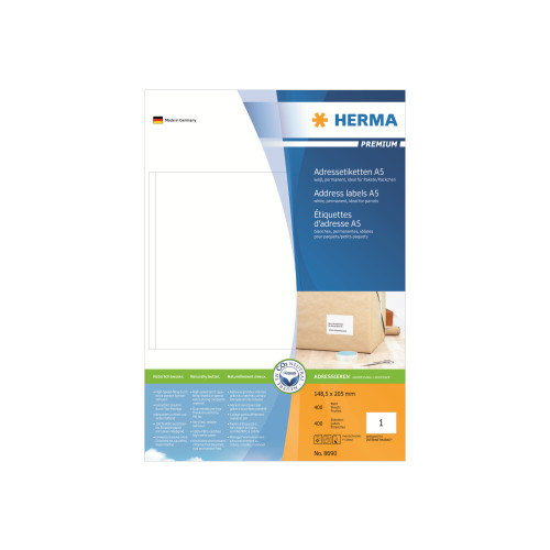 HERMA HERMA Premium - laminerade adressetiketter - matt - 400 etikett (er) - 148.5 x 205 mm