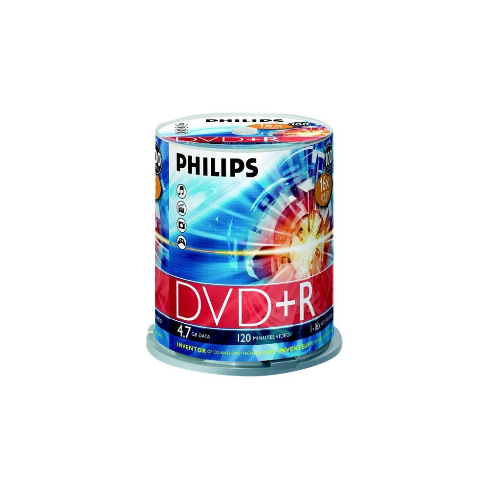 Produktbild för Philips DR4S6B00F - DVD+R x 100 - 4.7 GB - lagringsmedier