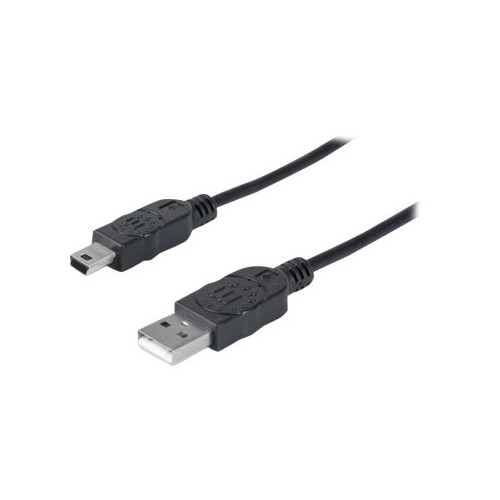 Manhattan Computer Products Manhattan USB-A to Mini-USB Cable, 1.8m, Male to Male, Black, 480 Mbps (USB 2.0), Hi-Speed USB, Lifetime Warranty, Polybag - USB-kabel - USB till mini-USB typ B - 1.8 m
