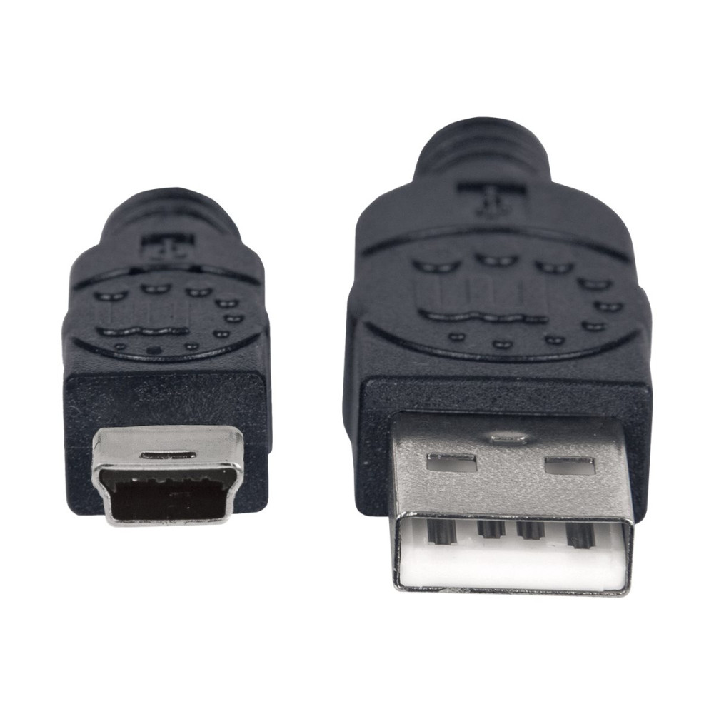 Produktbild för Manhattan USB-A to Mini-USB Cable, 1.8m, Male to Male, Black, 480 Mbps (USB 2.0), Hi-Speed USB, Lifetime Warranty, Polybag - USB-kabel - USB till mini-USB typ B - 1.8 m