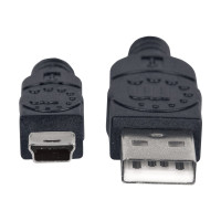 Produktbild för Manhattan USB-A to Mini-USB Cable, 1.8m, Male to Male, Black, 480 Mbps (USB 2.0), Hi-Speed USB, Lifetime Warranty, Polybag - USB-kabel - USB till mini-USB typ B - 1.8 m