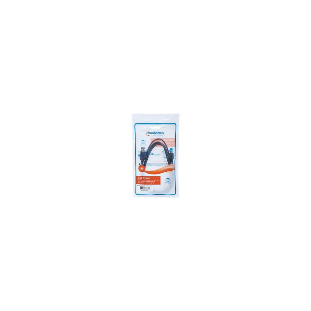 Produktbild för Manhattan USB-A to Mini-USB Cable, 1.8m, Male to Male, Black, 480 Mbps (USB 2.0), Hi-Speed USB, Lifetime Warranty, Polybag - USB-kabel - USB till mini-USB typ B - 1.8 m