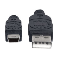 Produktbild för Manhattan USB-A to Mini-USB Cable, 1.8m, Male to Male, Black, 480 Mbps (USB 2.0), Hi-Speed USB, Lifetime Warranty, Polybag - USB-kabel - USB till mini-USB typ B - 1.8 m