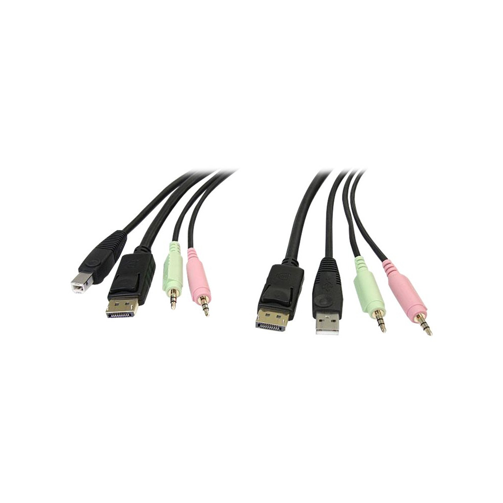 Produktbild för StarTech.com 6ft 4-in-1 USB DisplayPort® KVM Switch Cable w/ Audio & Microphone (DP4N1USB6) - video/USB/ljud-kabel - 1.8 m
