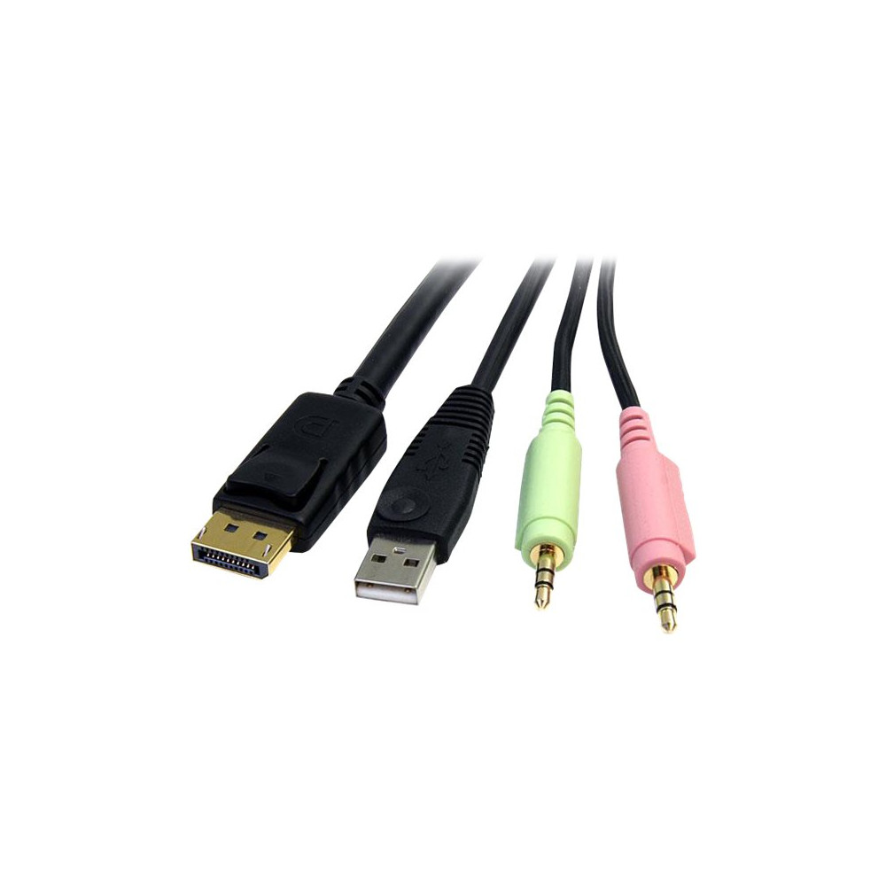 Produktbild för StarTech.com 6ft 4-in-1 USB DisplayPort® KVM Switch Cable w/ Audio & Microphone (DP4N1USB6) - video/USB/ljud-kabel - 1.8 m