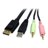 Produktbild för StarTech.com 6ft 4-in-1 USB DisplayPort® KVM Switch Cable w/ Audio & Microphone (DP4N1USB6) - video/USB/ljud-kabel - 1.8 m