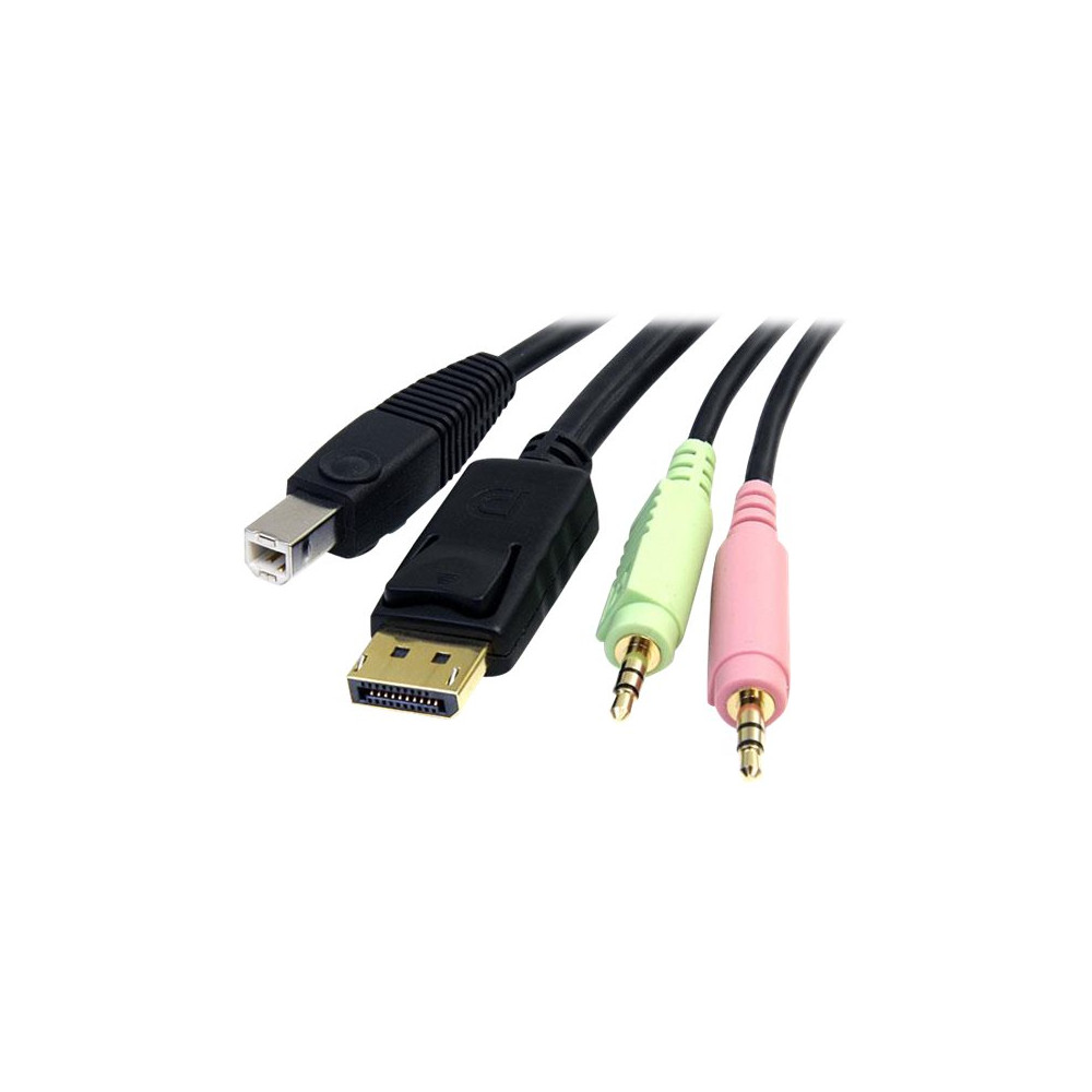 Produktbild för StarTech.com 6ft 4-in-1 USB DisplayPort® KVM Switch Cable w/ Audio & Microphone (DP4N1USB6) - video/USB/ljud-kabel - 1.8 m