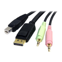 Produktbild för StarTech.com 6ft 4-in-1 USB DisplayPort® KVM Switch Cable w/ Audio & Microphone (DP4N1USB6) - video/USB/ljud-kabel - 1.8 m