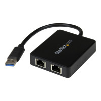 Produktbild för Startech USB 3.0 till Dubbel Port Gigabit Ethernet-nätverksadapter med USB-port - nätverksadapter - USB 3.0 - 2 portar