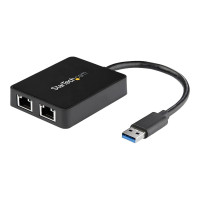 Produktbild för Startech USB 3.0 till Dubbel Port Gigabit Ethernet-nätverksadapter med USB-port - nätverksadapter - USB 3.0 - 2 portar