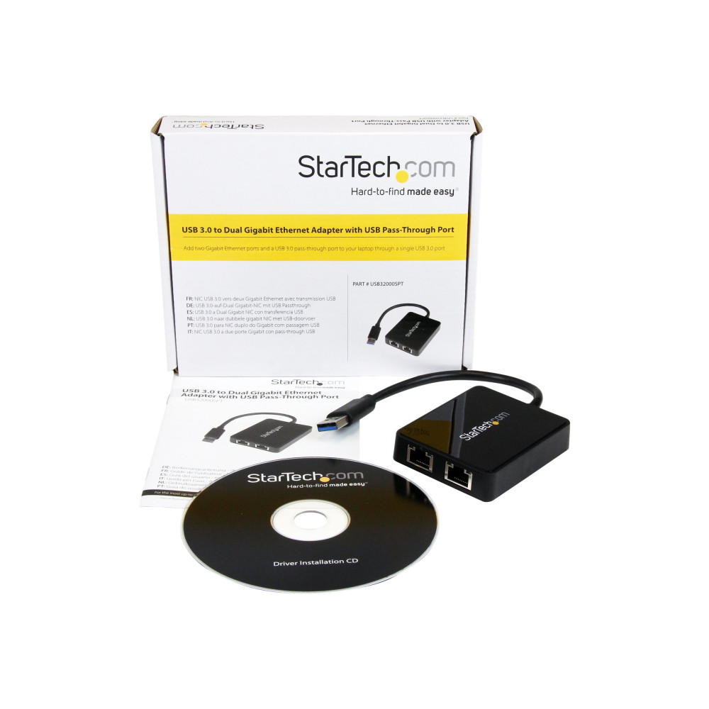 Produktbild för Startech USB 3.0 till Dubbel Port Gigabit Ethernet-nätverksadapter med USB-port - nätverksadapter - USB 3.0 - 2 portar