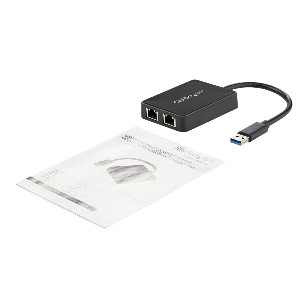 Produktbild för Startech USB 3.0 till Dubbel Port Gigabit Ethernet-nätverksadapter med USB-port - nätverksadapter - USB 3.0 - 2 portar