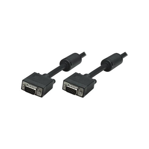 Manhattan Computer Products Manhattan VGA Monitor Cable (with Ferrite Cores), 1.8m, Black, Male to Male, HD15, Cable of higher SVGA Specification (fully compatible), Shielding with Ferrite Cores helps minimise EMI interference for improved video transmission, Lifetime Warranty, Poly