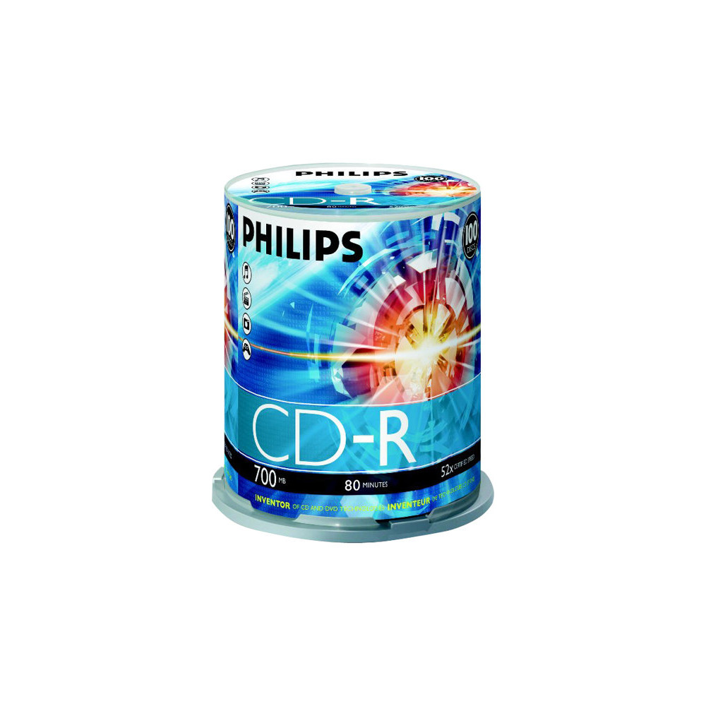 Produktbild för Philips CR7D5NB00 - CD-R x 100 - 700 MB - lagringsmedier