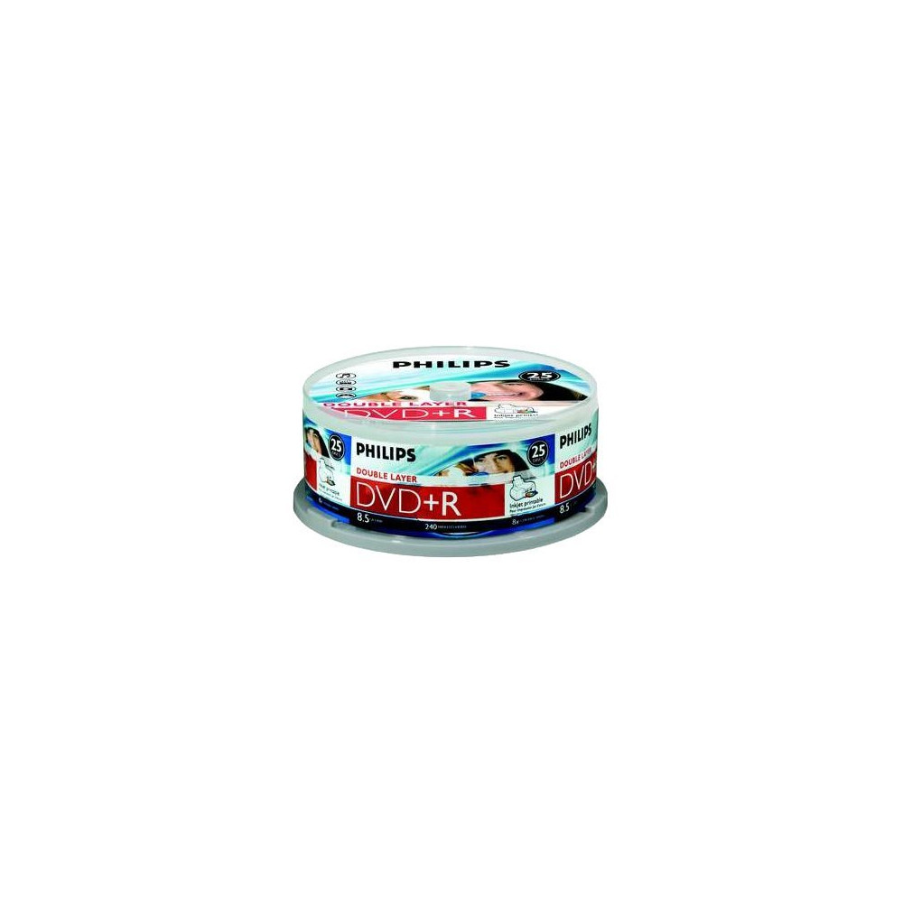 Produktbild för Philips DR8I8B25F - DVD+R DL x 25 - 8.5 GB - lagringsmedier