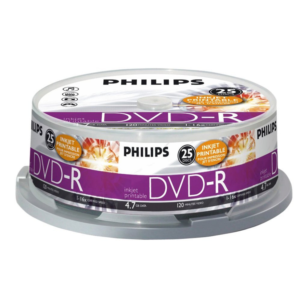 Produktbild för Philips DM4I6B25F - DVD-R x 25 - 4.7 GB - lagringsmedier