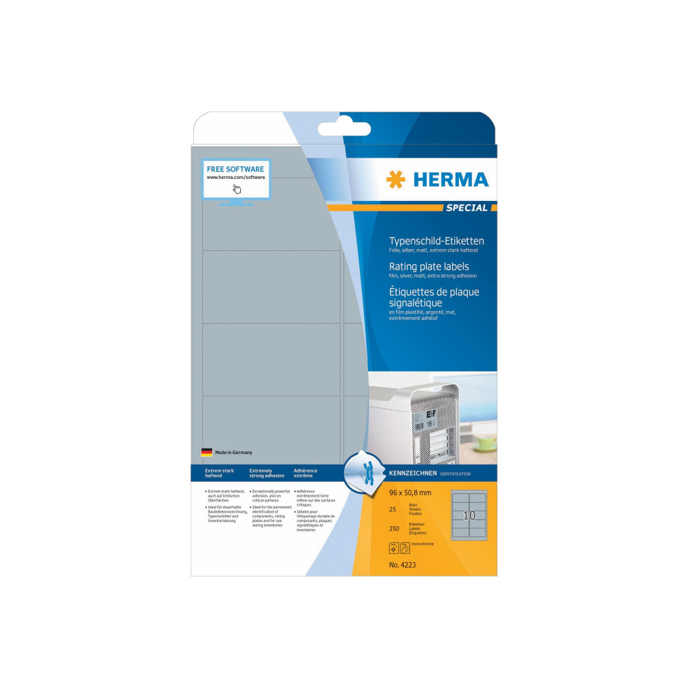 Produktbild för HERMA Special - filmetiketter - matt - 250 etikett (er) - 96 x 50.8 mm