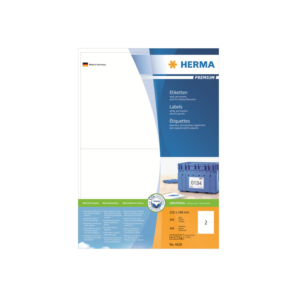 Produktbild för HERMA Premium - laminerade etiketter - matt - 400 etikett (er) - A5