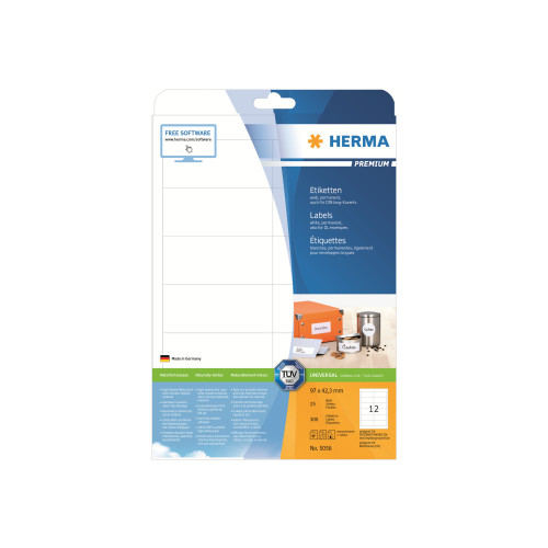 HERMA HERMA Premium - laminerade etiketter - matt - 300 etikett (er) - 97 x 42.3 mm