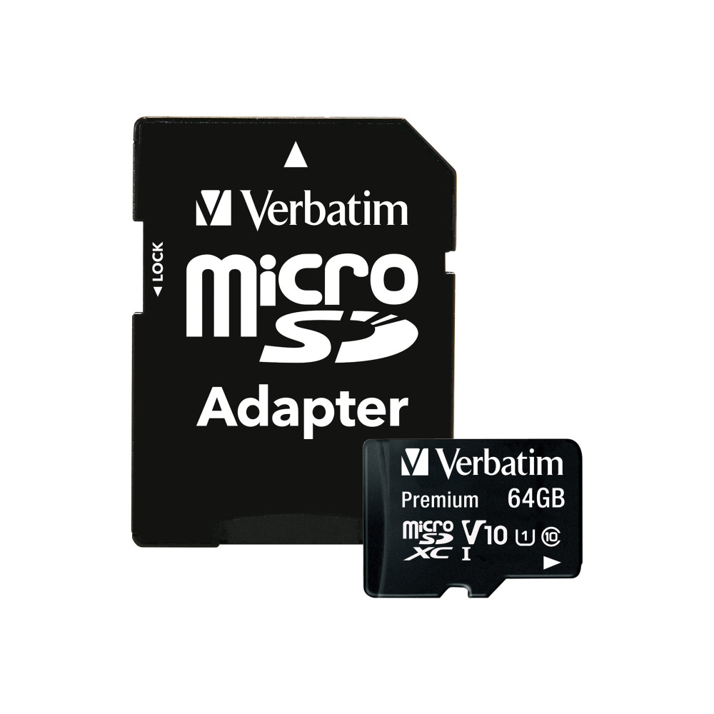 Produktbild för Verbatim Premium - flash-minneskort - 64 GB - mikroSDXC UHS-I