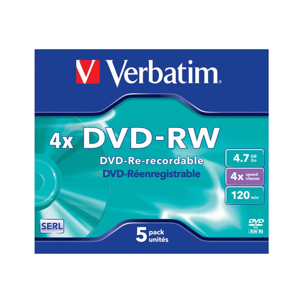 Produktbild för Verbatim DataLifePlus - DVD-RW x 5 - 4.7 GB - lagringsmedier