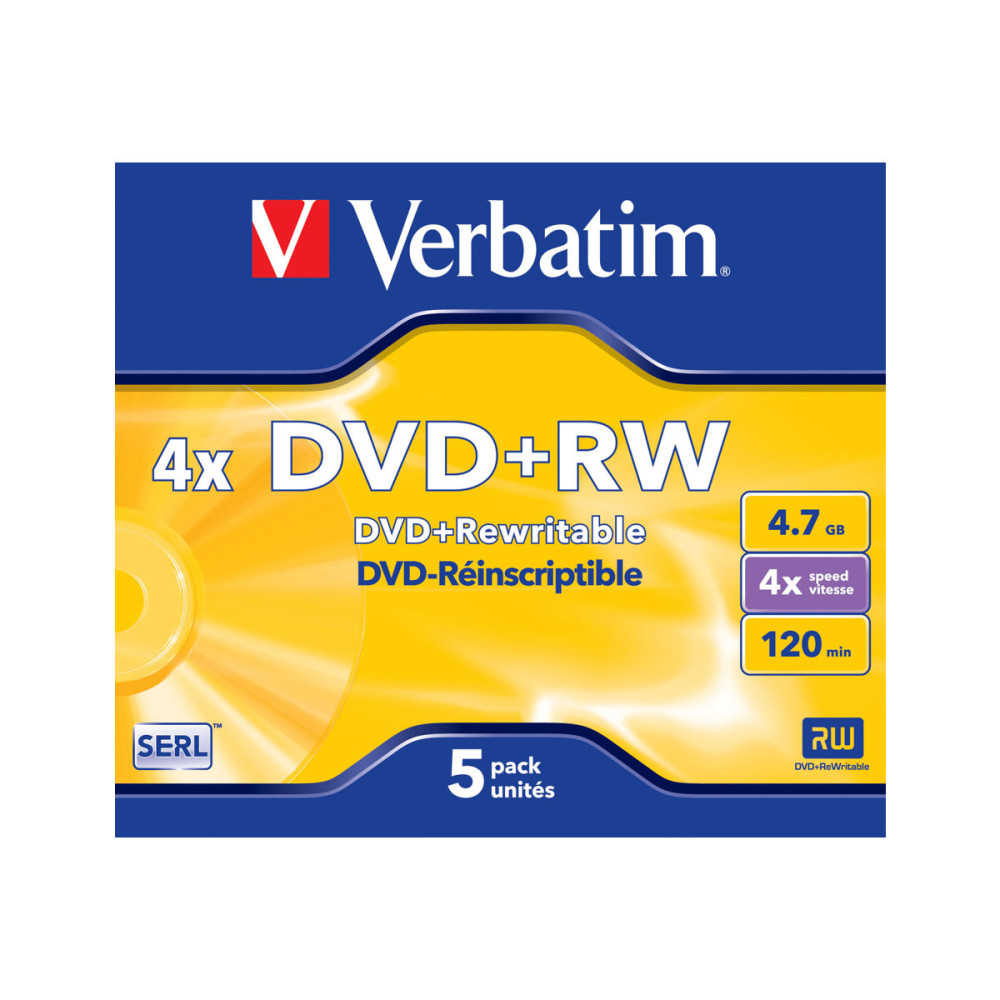 Produktbild för Verbatim DataLifePlus - DVD+RW x 5 - 4.7 GB - lagringsmedier
