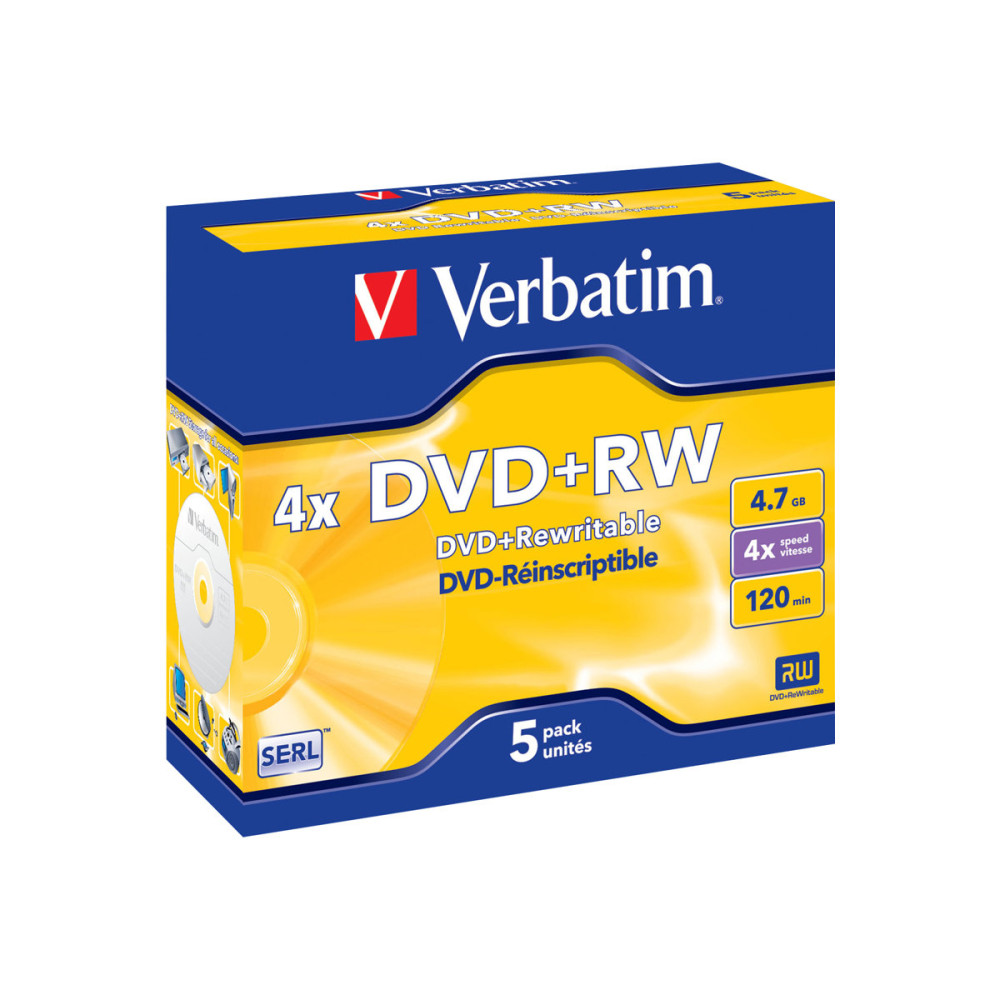 Produktbild för Verbatim DataLifePlus - DVD+RW x 5 - 4.7 GB - lagringsmedier