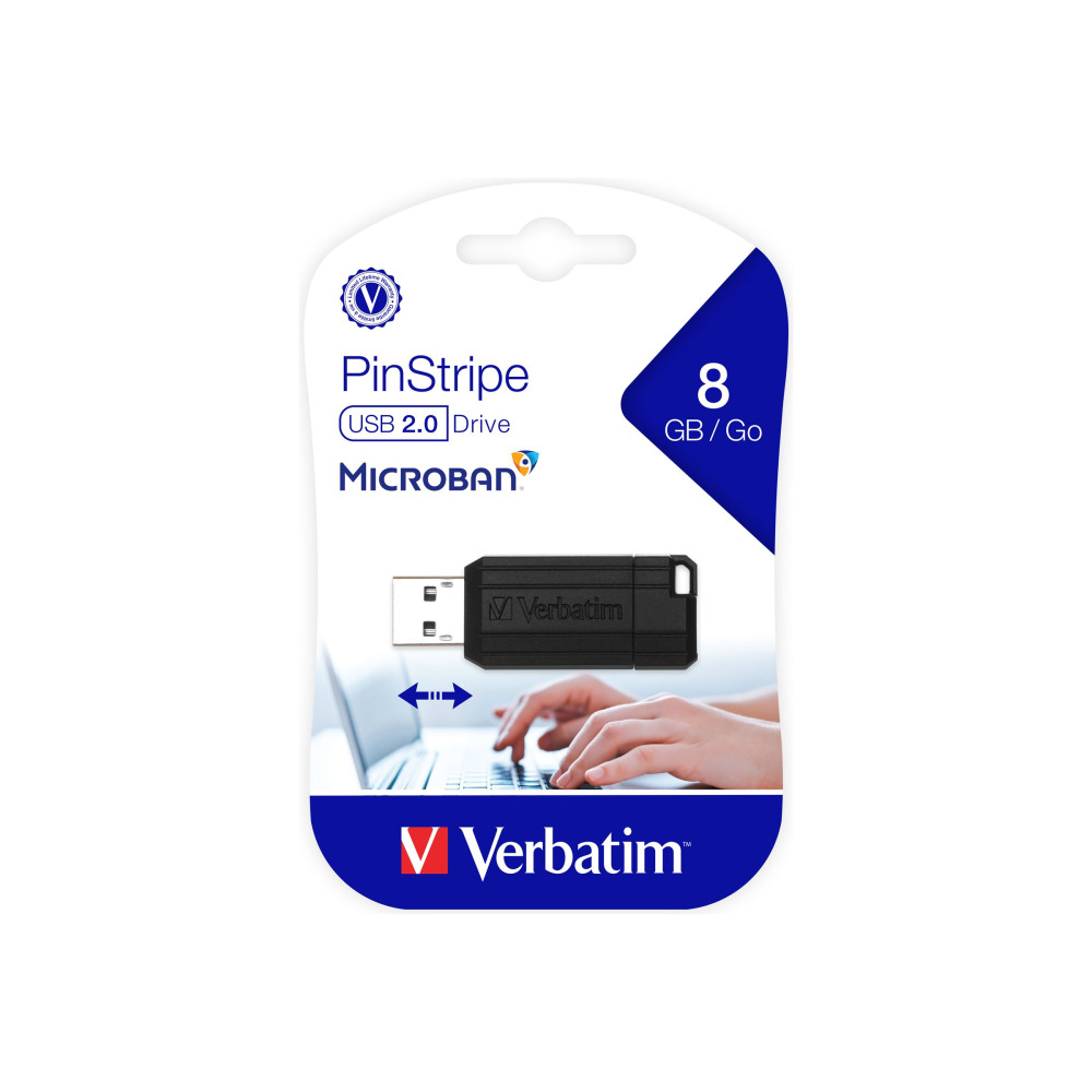 Produktbild för Verbatim PinStripe USB Drive - USB flash-enhet - 8 GB