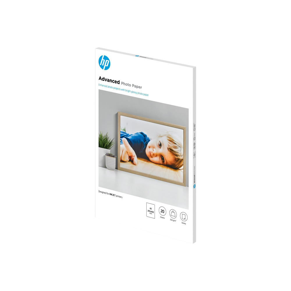 Produktbild för HP Advanced Photo Paper - fotopapper - blank - 20 ark - A3 - 250 g/m²