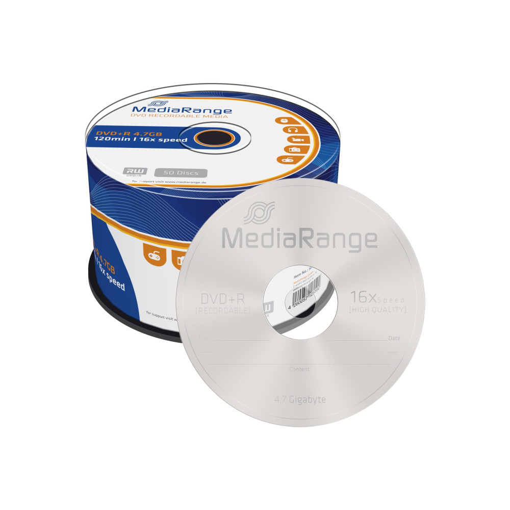 Produktbild för MediaRange - DVD+R x 50 - 4.7 GB - lagringsmedier