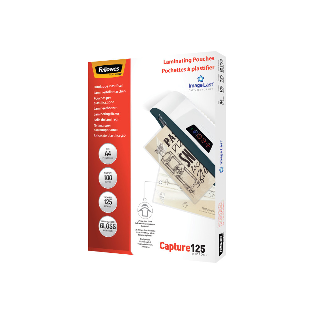 Produktbild för Fellowes Laminating Pouches Capture 125 micron - 100-pack - glättat - A4 - lamineringsfickor