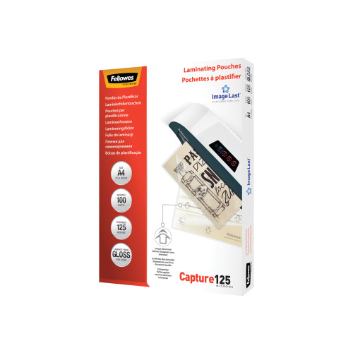 FELLOWES Laminating Pouches Capture 125 micron - 100-pack - glättat - A4 - lamineringsfickor - Laminering