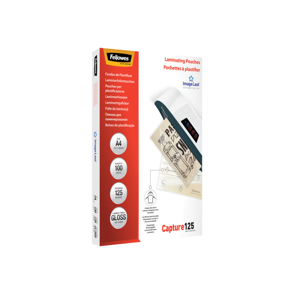 Produktbild för Fellowes Laminating Pouches Capture 125 micron - 100-pack - glättat - A4 - lamineringsfickor