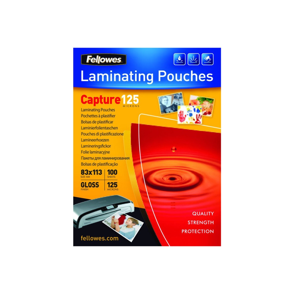 Produktbild för Fellowes Laminating Pouches Capture 125 micron - 100 - 83 x 113 mm - lamineringsfickor