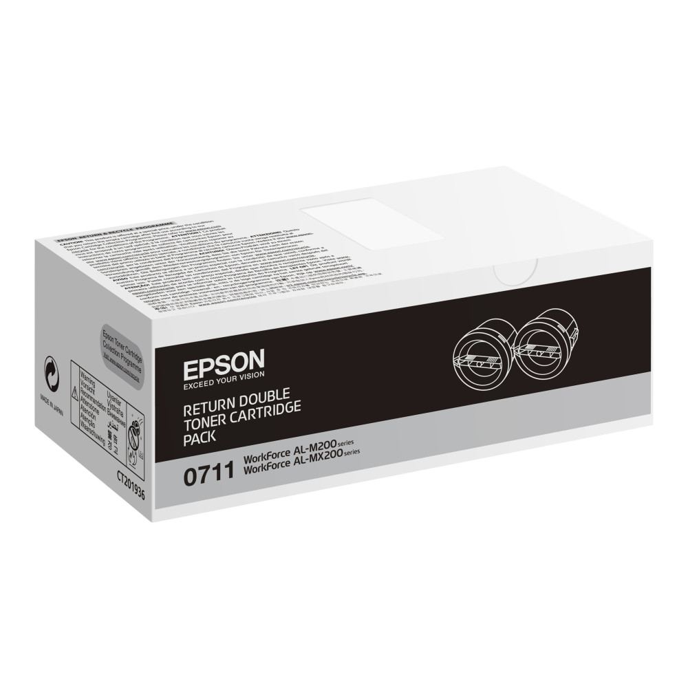 Produktbild för Epson 0711 - 2-pack - hög kapacitet - svart - original - tonerkassett - Epson Return Program