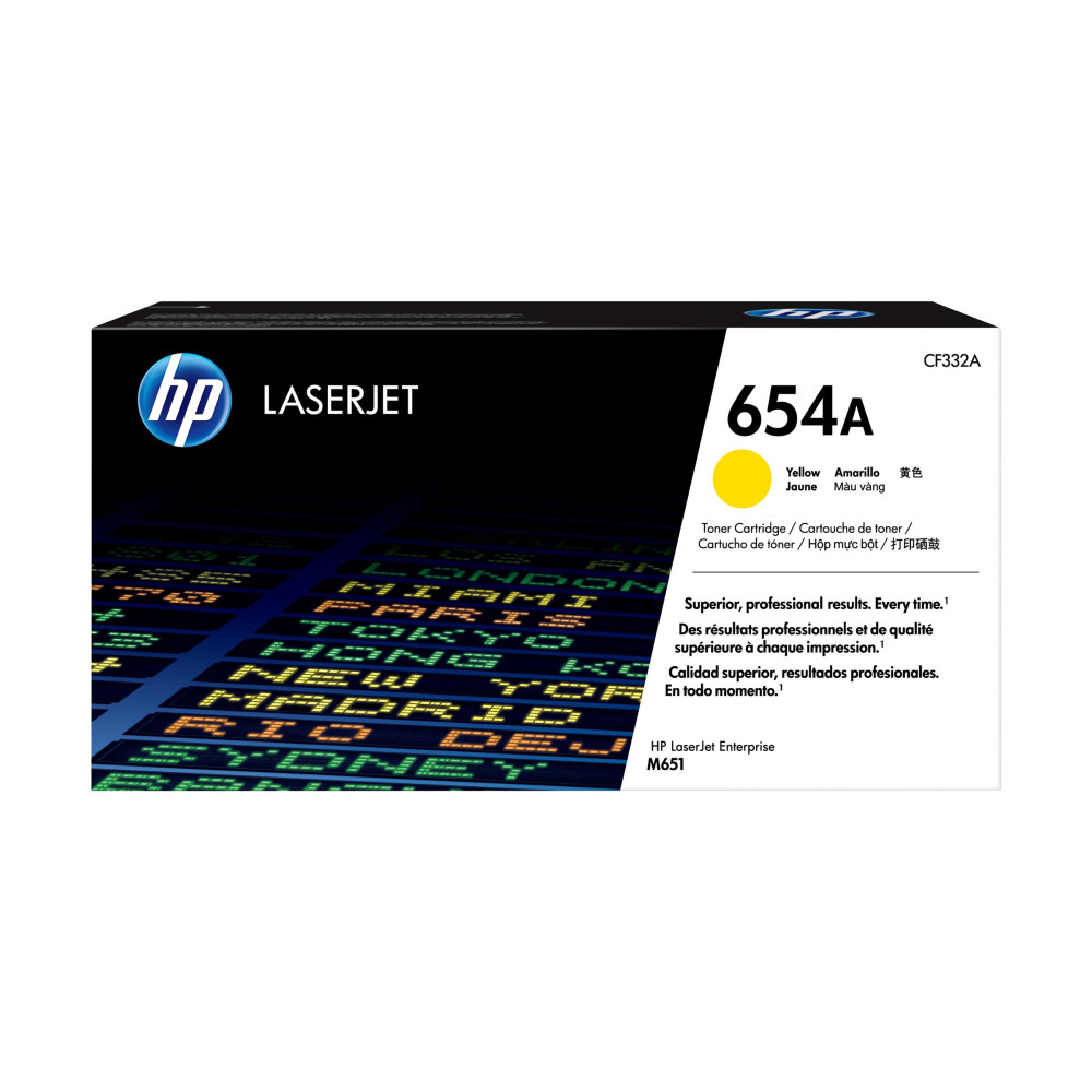 Produktbild för HP 654A - gul - original - LaserJet - tonerkassett (CF332A)