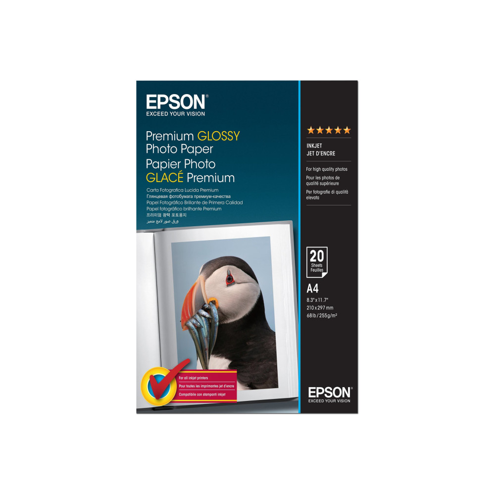 Produktbild för Epson Premium - fotopapper - blank - 20 ark - A4 - 255 g/m²