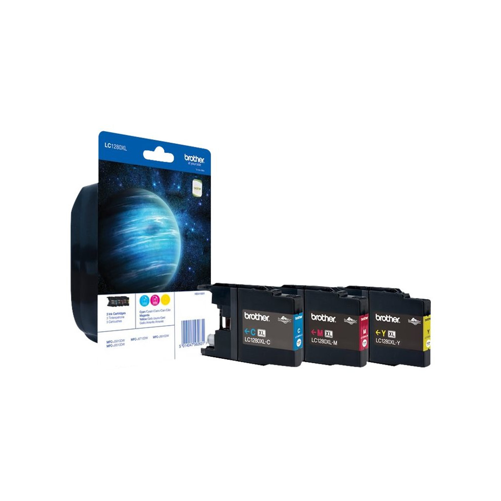Produktbild för Brother LC1280XL Rainbow-Pack - 3-pack - hög kapacitet - gul, cyan, magenta - original - bläckpatron