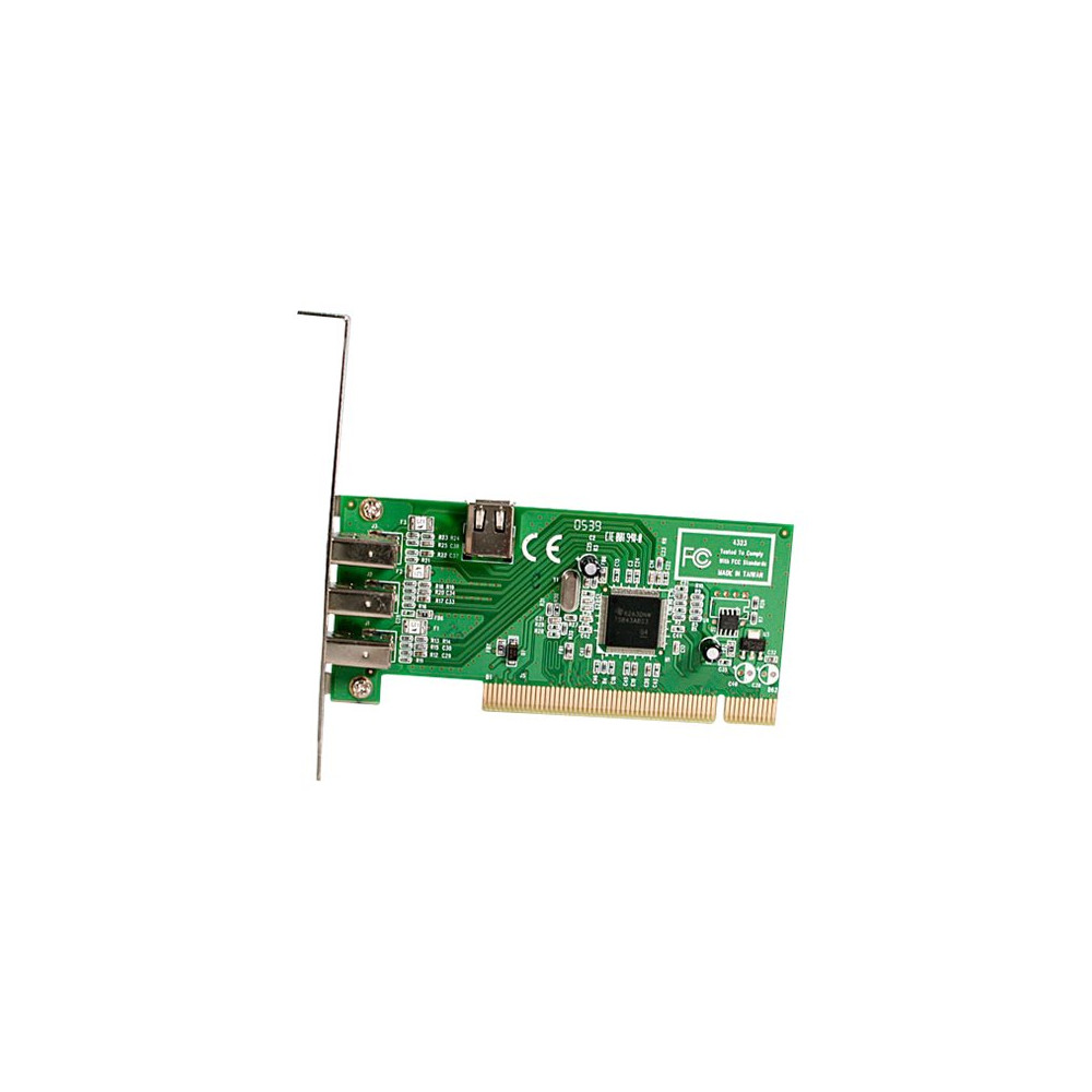 Produktbild för StarTech.com PCI 1394a FireWire-kortadapter med 4 portar – 3 externa 1 intern - FireWire-adapter - PCI - 3 portar