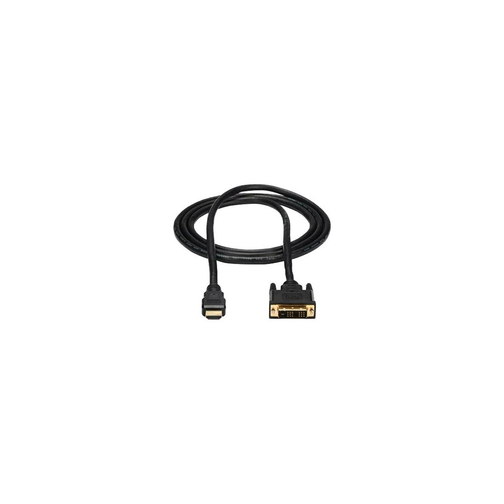 Produktbild för StarTech.com 6ft (1.8m) HDMI to DVI Cable, DVI-D to HDMI Display Cable (1920x1200p), Black, 19 Pin HDMI Male to DVI-D Male Cable Adapter, Digital Monitor Cable, M/M, Single Link - DVI to HDMI Cord (HDMIDVIMM6) - adapterkabel - 1.83 m