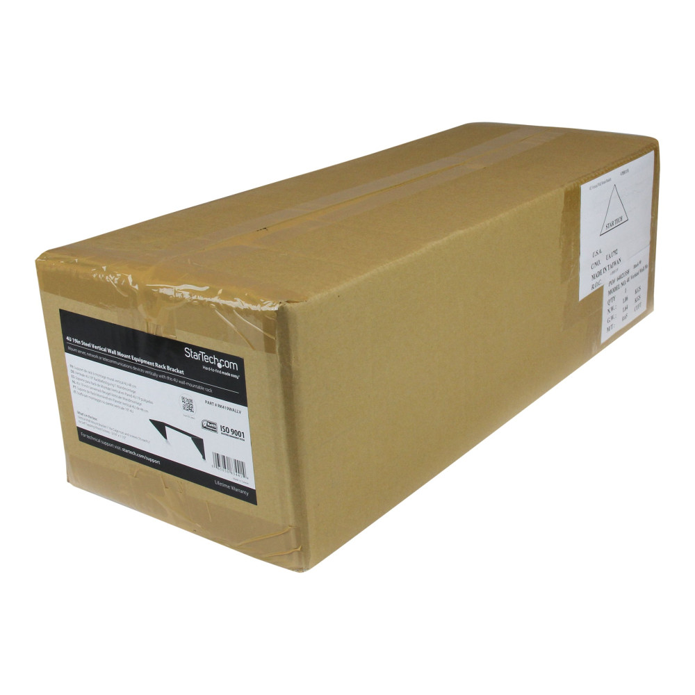 Produktbild för StarTech.com 4U Wall Mount Patch Panel Bracket - 19 inch Steel Vertical Mounting Bracket for Network and Data Equipment (RK419WALLV) - monteringsfäste - 4U